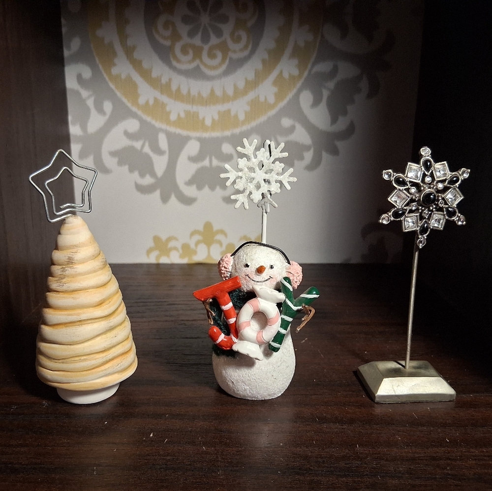 Festive Snowman, Snowflake and Tree Holiday Photo Holders